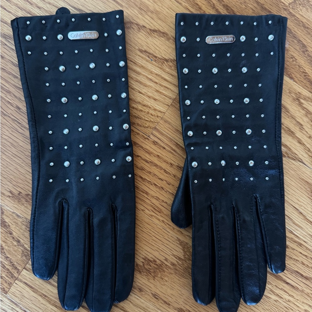 Calvin Klein Black Studded Gloves